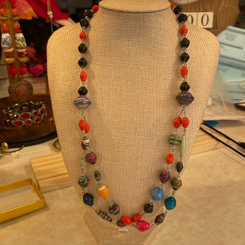 Necklace, Multi Colored, Double Layer